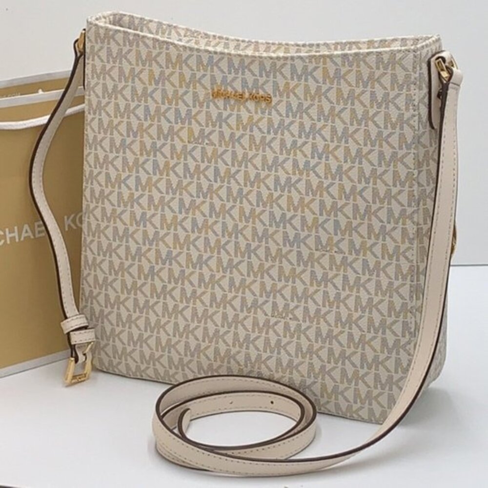 Michael Kors Jet Set Travel Large Messenger Crossbody Bag Light Cream Multi - Picture 1 of 16